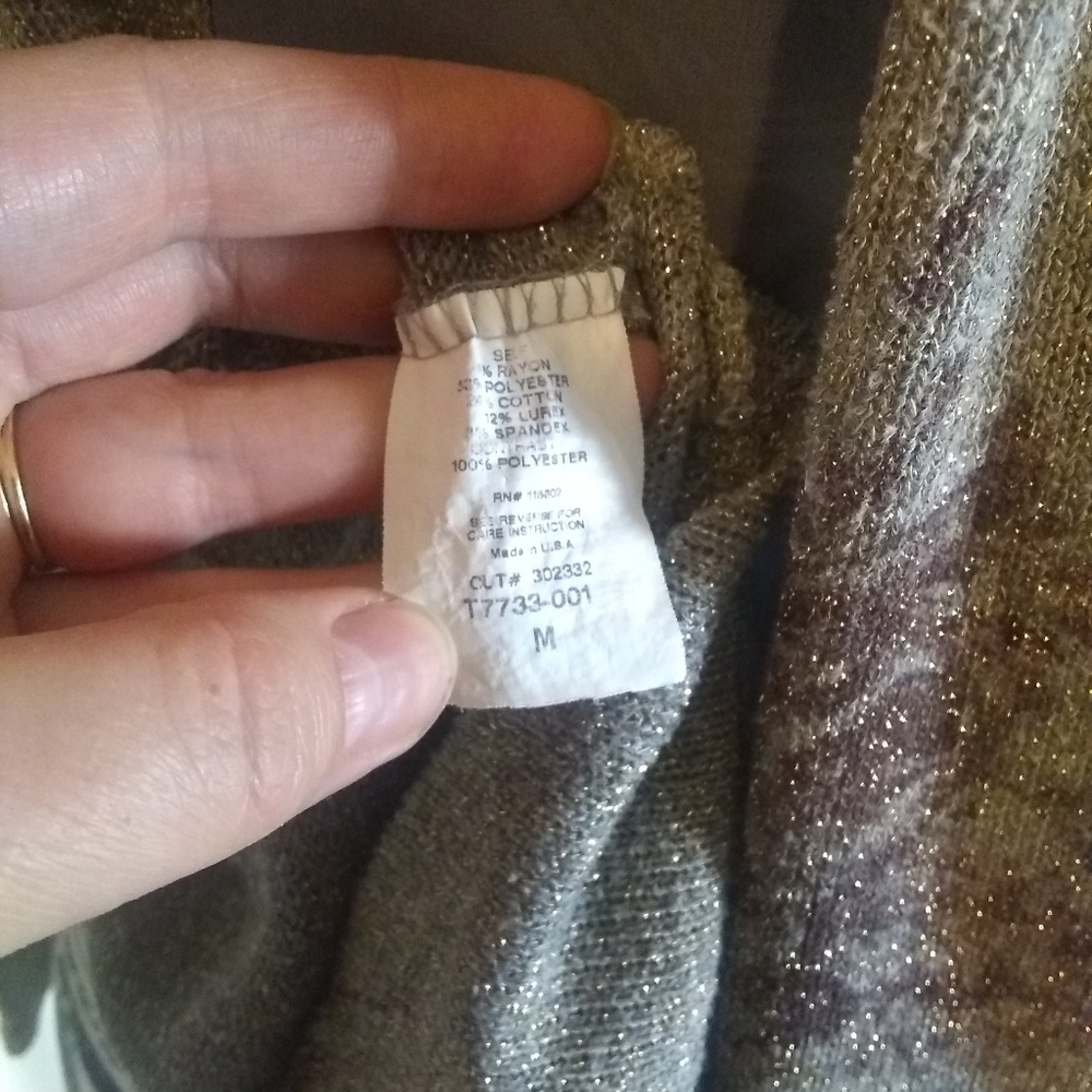 Lush Taupe Shimmer Floral Hi-lo Knit Top with Sheer back - Picture 4 of 6